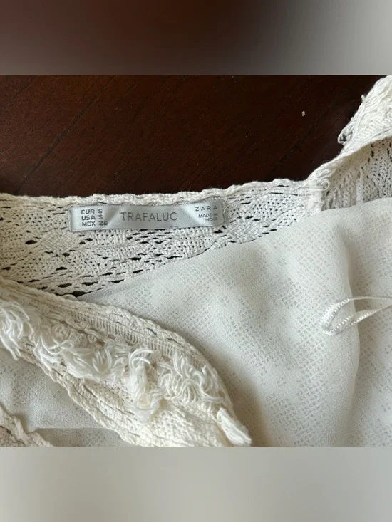 Zara Cream Lace Knit Cropped Tank - Picture 6 of 7